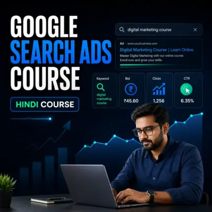 Google Search Ads course thumbnail featuring an Indian male professional