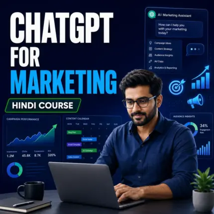 ChatGPT for Marketing course thumbnail featuring an Indian male professional