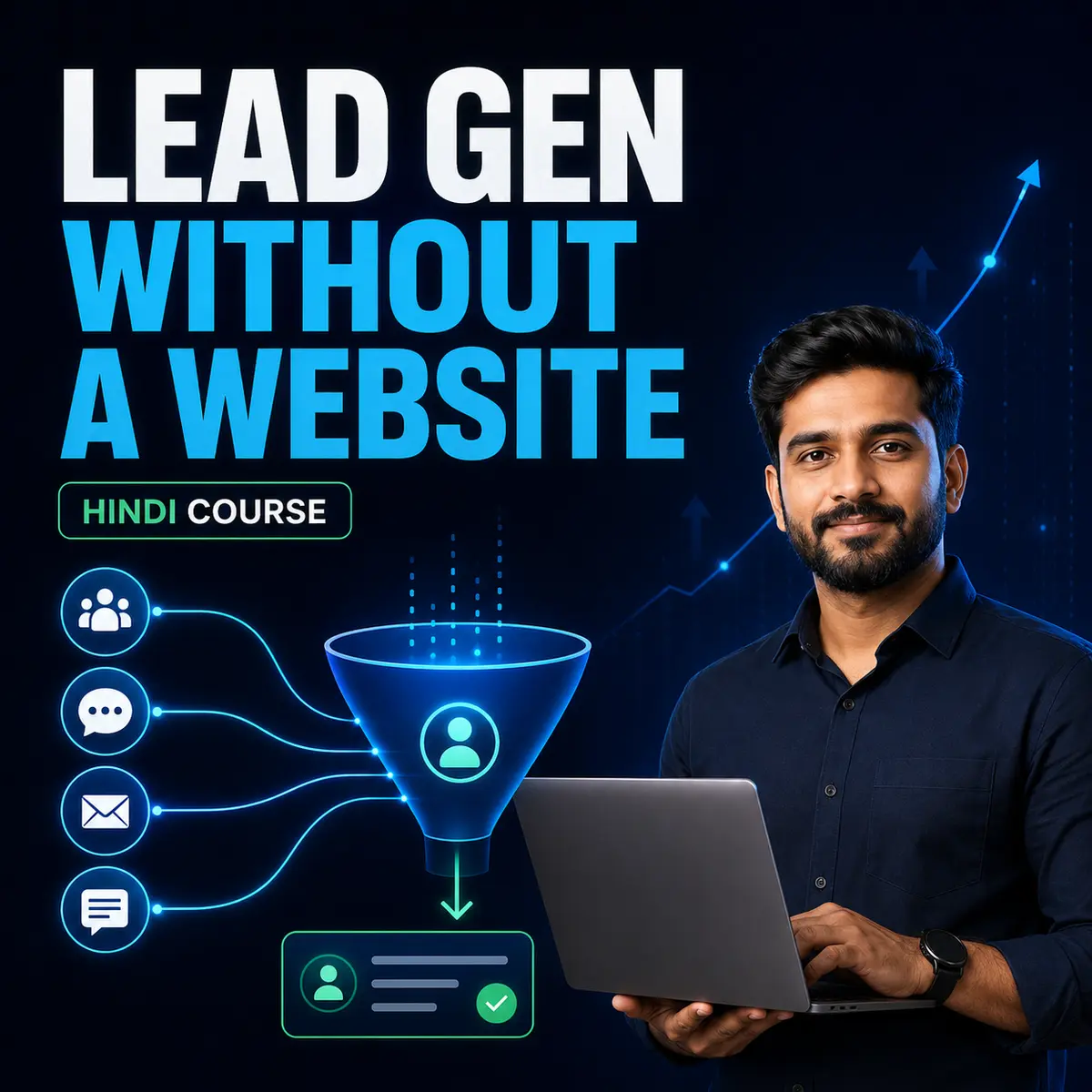 lead-gen-without-website-male Lead Generation without a Website course thumbnail featuring an Indian male professional