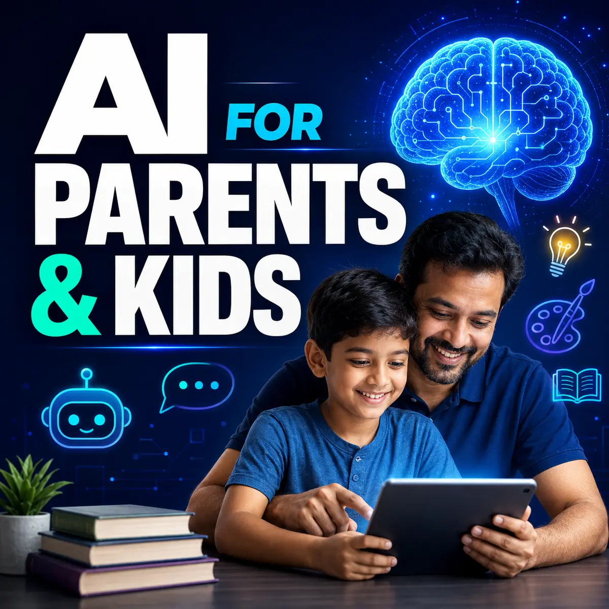 ai-for-parents-kids-father-son AI for Parents and Kids course thumbnail featuring an Indian father and son